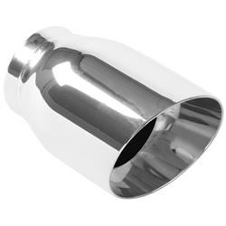 Exhaust Tip, Single, Round, Weld-on, Stainless Steel, Polished, 2.50 in. Inlet, 5.50 in. Length, Each