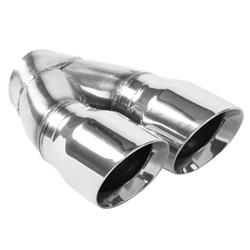 Exhaust Tip, Dual, Round, Weld-on, Stainless Steel, Polished, 2.25 in. Inlet I.D., 8.00 in. Length, Each