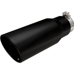 Exhaust Tip, Single, Round, Clamp-on, Stainless Steel, Black, 3.50 in. Inlet, 5.00 in. Outlet, 14.50 in. Overall Length, Each