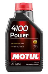 Engine Oil, Motul 4100 Power, Synthetic, 15W50, 1 liter, Each