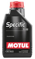 Engine Oil, OEM Specific - 100% Synthetic Engine Oil, SPECIFIC 5122 0W20 12X1L, Case of 12