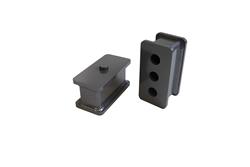 Lift Blocks, Rear Axle Position, 2.5 in. Thick, Tapered, Fabricated Steel, Gray Powdercoated, Pair