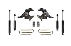 Suspension Lowering Kit, Front Spindle, Rear Spacer Block, 2 in. Front Drop, 3 in. Rear Drop, Chevy, GMC, Kit