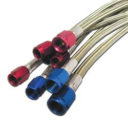 Hose, Braided Stainless Steel, -3 AN Female End, Red, -3 AN Female End, Red, 18 in. Length, Each
