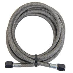 Fuel/Nitrous Line; D-4 Stainless Steel Fuel/Nitrous Braided Hose; 4AN; 10 ft. Length; w/Black Fittings