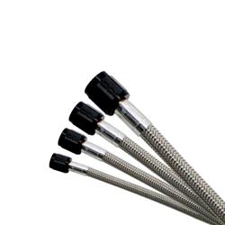 Fuel/Nitrous Line; D-4 Stainless Steel Fuel/Nitrous Braided Hose; -4 AN; 5 ft. Length; w/Black Fittings