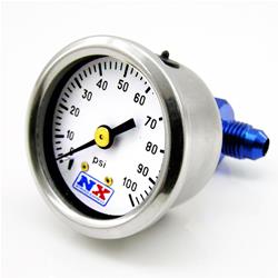 Gauge, Fuel Pressure, 0-100 psi, 1 3/4 in., Analog, Mechanical, White Face, Each