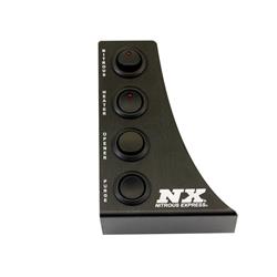 Electrical Switch Panel, Nitrous Accessory Power, Console Mount, Aluminum, Black, 4 Rocker Switches, Chevrolet, Each