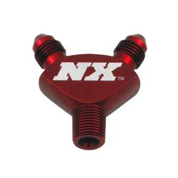 Fitting, Adapter, Y, Two -3 AN Male, One 1/8 in. NPT Male, Aluminum, Red, Each