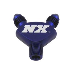 Fitting, Adapter, Y, Two -3 AN Male, One 1/8 in. NPT Male, Aluminum, Blue, Each
