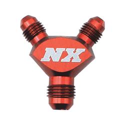 Fitting, Adapter, Y, One -8 AN Male, Two -6 AN Male, Aluminum, Red, Each