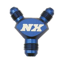 Fitting, Adapter, Y, One -8 AN Male, Two -6 AN Male, Aluminum, Blue, Each