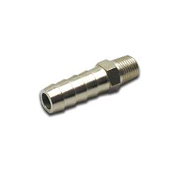 Fitting, Adapter, NPT to Hose Barb, Straight, Brass, Nickel Plated, 1/8 in. NPT, 3/8 in. Hose Barb, Each