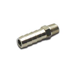 Fitting, Adapter, NPT to Hose Barb, Straight, Brass, Nickel Plated, 1/8 in. NPT, 1/4 in. Hose Barb, Each