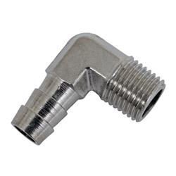Fitting, Adapter, NPT to Hose Barb, 90 Degree, Brass, Natural, 1/4 in. NPT, 3/8 in. Hose Barb, Each