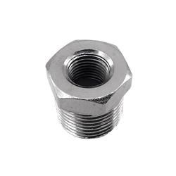 Fitting, Reducer, NPT to NPT, Straight, Brass, Nickel Plated, 1/4 in. NPT, 1/8 in. NPT, Each