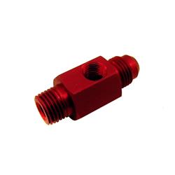 Adapter Fitting; Pipe Fitting; Fuel Bypass Fitting; 1/4 in. NPT x -6 AN with 1/8 in. NPT Gauge Port