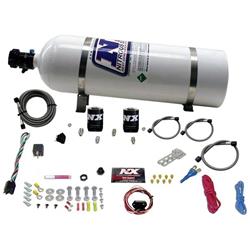 Nitrous Oxide System, EFI Single Nozzle, Wet, 35-150 hp, 15 lb. Bottle, White, Chevy, V6/V8, Kit