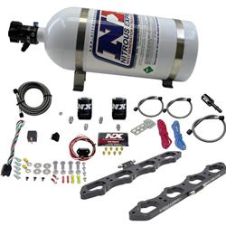 Nitrous Express Coyote Direct Port Plate System, Wet, 10 lbs. Aluminum Bottle, Throttle Activated, Wiring Harness, Solenoids, Ford, Kit