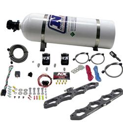 Nitrous Express Coyote Direct Port Plate System, Wet, 15 lbs. Aluminum Bottle, Throttle Activated, Wiring Harness, Solenoids, Ford, Kit