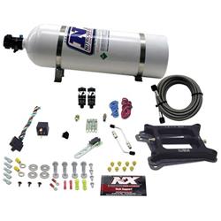 Nitrous Oxide System, Hitman Plus, Wet, 100-200 hp, 15 lb. Bottle, White, Square Bore, 4-Barrel, Kit