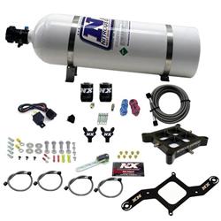 Nitrous Oxide System, Billet Crossbar, Wet Style, Square Bore Plate, 15 lb. Bottle, Kit