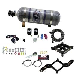 Nitrous Oxide System, Single Entry Billet Crossbar, Wet Style, Square Bore Plate, 12 lb. Bottle, Kit