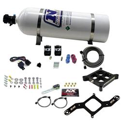Nitrous Oxide System, Single Entry Billet Crossbar, Wet Style, Square Bore Plate, 15 lb. Bottle, Kit