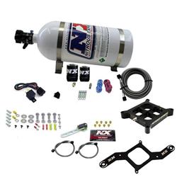 Nitrous Oxide System, Single Entry Billet Crossbar, Wet Style, Square Bore Plate, 10 lb. Bottle, Kit