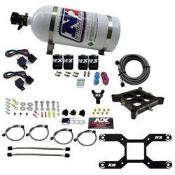 Nitrous Oxide System, Billet Crossbar, Wet Style, Square Bore Plate, Dual Stage, 10 lb. Bottle, Kit