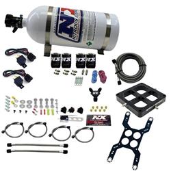 Nitrous Oxide System, Billet Crossbar, Dominator 4500 Series Plate, Wet, WOT, Dual Stage, 10 lb. Bottle, Kit