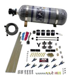 Nitrous Oxide System, Piranha, Direct Port, Wet, 200-500 hp, 12 lb. Bottle, Square Bore, 4-Barrel, Kit