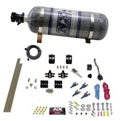 Nitrous Oxide System, Piranha Nozzle, Wet, 50-75-100-150-200 HP, 12 lb. Bottle, White, Universal, Kit