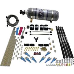 Nitrous System, 12 lb Bottle, Pro-Shk/Gas Kit, 200-300-400-500-600 HP, 4 Solenoids w/ Rails, Kit