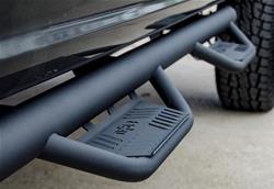 Nerf Bars and Step Bars Podium LG Textured Black 15.5-17 Dodge Ram 1500 Quad Cab 6.4' Standard Bed Gas SRW