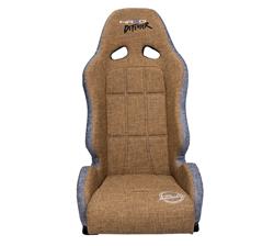Defender water resistant steel frame suspension seats Brown with Grey trim w/ Defender logo w/ Side mount bracket