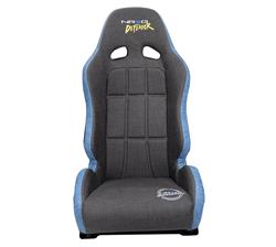 Defender water resistant steel frame suspension seats Grey with Blue trim w/ Defender logo w/ Side mount bracket