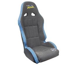 Defender water resistant steel frame suspension seats Grey with Blue trim w/ Defender logo