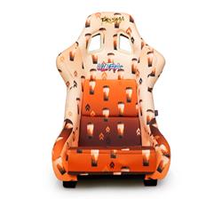 FRP Bucket Seat PRISMA- Boba Edition in vegan mateirla with Gold pealized black plus phone pockets. (Medium)