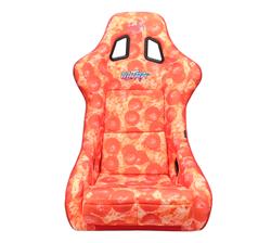 FRP Bucket Seat PRISMA- ULTRA SLICE Edition with gold pearlized back. Pizza Microfiber print finish in vegan material plus phone pockets. (Large)