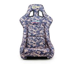 FRP Bucket Seat PRISMA- Digital Camo Edition in vegan mateirla with Silver pealized black plus phone pockets. (Large)