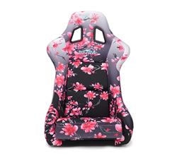 FRP Bucket Seat PRISMA- Japanese Cherry Blossom edition in vegan material with pink pearlized back plus phone pockets. (Large)