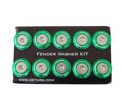 Fender Washer Kit, Set of 10, Green, Rivets for Plastic