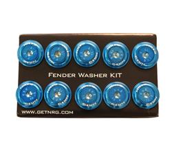 Fender Washer Kit, Set of 10, Blue with Color Matched Bolts, Rivets for Plastic