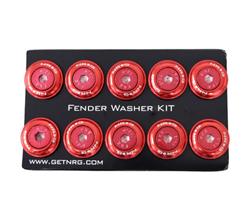 Fender Washer Kit, Set of 10, Red with Color Matched Bolts, Rivets for Plastic