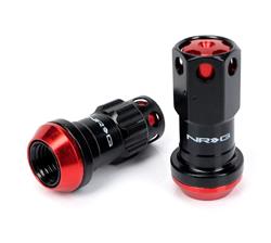 M12 x 1.25 Steal Lug Nut w/ dust cap cover Set 21 pc Red w/ locks & lock socket