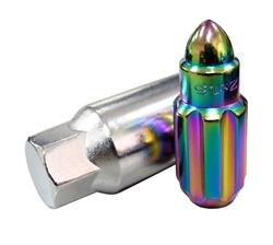 M12 x 1.5 Steel Lug Nut Set Bullet Shape 21 pc Neochrome W/ Lock Key