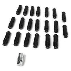Lug Nuts, M12 x 1.5, Spline Drive, Conical Seat, 60 Degree, Black, Locking, Steel, Set of 20