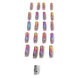 Lug Nuts, M12 x 1.5, Spline Drive, Conical Seat, 60 Degree, Neochrome, Locking, Steel, Set of 20