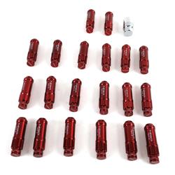 Lug Nuts, M12 x 1.5, Spline Drive, Conical Seat, 60 Degree, Red, Locking, Steel, Set of 20